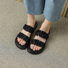 Hearujoy Summer Slippers Women Casual Platform Shoes OpenToe Woman Shoes flat Heel Shoes for Women Solid Slippers Black Shoe