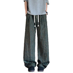 HEARUJOY - American Men Thin Pants for Men 2025 Summer plaid Sweatpants Straight Loose Sports Casual Trousers