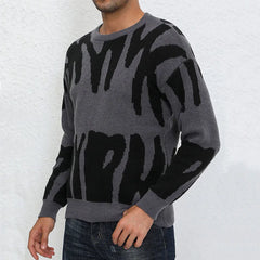 HEARUJOY - Autumn Winter Men Knitted Sweaters Irregular Jacquard Pattern Pullovers Thicken Warm Tops Male Casual Round Neck Knitwear