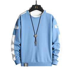 HEARUJOY - Spring utumn New Fashion Brand Men's Sweatshirt Trendy Color-Blocked Loose Round Neck Long Sleeve T-shirt Top Casual