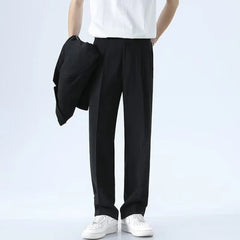 HEARUJOY - Summer New Men's Solid Color Thin Straight Trousers Fashion Trend Casual Simple Loose All-match Breathable Men's Bottoms