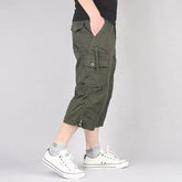 HEARUJOY - Summer Cropped Pants Men Multi Pocket Cargo Shorts Outdoor Sports Leisure Loose Shorts Fashion Youth Cotton Short Trousers
