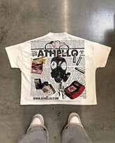 Hearujoy Y2k Men top Retro trend hip hop streetwear oversized lettering print short sleeve fashion Harajuku casual couple oversized shirt