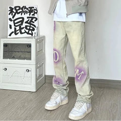 HEARUJOY - New American Spring and Autumn Men's Trendy Splicing Button Zipper Pocket Fashion Versatile Loose Straight Casual Jeans