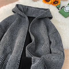 HEARUJOY - Y2K Retro Autumn Hoodies For Men and Women Street Hooded Cardigan Long Sleeves Sweatshirts Black Gray Zipper Hoodie 5XL