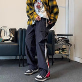 HEARUJOY - American College Style Striped Casual Pants Men's Spring Trendy Brand Loose High Street Retro Straight Wide-leg Sports Pants