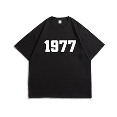 HEARUJOY - High Street 1977 T Shirts Men Summer Short-sleeve Oversized T-Shirt Basic Casual O Neck Streetwear Tee Shirt Unisex Tops