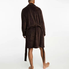 Hearujoy Mens Home Flannel Pajamas Lace Up Long Sleeve Pajamas Genderless Solid Color Comfortable Simple Casual Home Pajamas Unisex