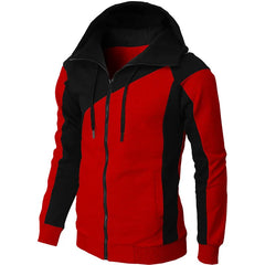 HEARUJOY - Color Block Hooded Men Slim Fit Sweatshirt Casual Fashion Long Sleeve Sporty Jacket Stylish Outerwear For Men Trendy Streetwear