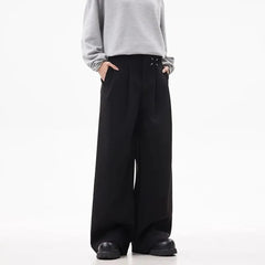 HEARUJOY - Men's Solid Color Suit Trousers American Retro Fashion Trend Street Casual Simple Loose Breathable Summer New Men's Bottoms