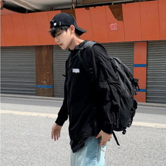 HEARUJOY - High Street Embroidered Sweatshirt Mens Corduroy Half Zipper Design Trend Tops Round Neck Letters Harajuku Pullover Shirt