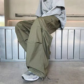 Hearujoy  Green Cargo Pants Men Japanese Oversize Wide Leg Trousers Male Black Loose Casual Streetwear Hip Hop Safari Style