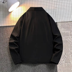 HEARUJOY - Zippered Men's Spring Autumn Design New American Casual Jacket Trendy Retro Lapel Handsome