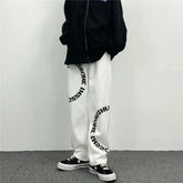 HEARUJOY - Men's Spring Autumn New Style Trendy Splicing Printed Pocket Fashion Versatile Loose Straight Tube Minimalist Casual Jeans