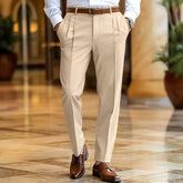 HEARUJOY - Fashionable Pleated Suit Trousers Men's Spring Autumn Vintage Solid Color Straight Pants Men Outdoor Casual Loose Trousers