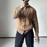 Hearujoy Mens Basic Knitted Jacket 2024 New Genderless Autumn Winter Fashion Youth Comfortable Simple Retro Solid Color Sweater Unisex