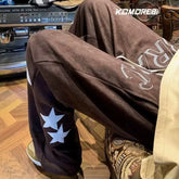 HEARUJOY - Retro High Street Star Trend Vbie Autumn Winter Collection Designer Straight Loose Fit Versatile Casual Long Pants