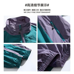 HEARUJOY - Japanese Retro Youth Streetwear Jacket - Men's Color-Blocked Stand Collar Waterproof Windbreaker Urban Outdoor Functional Jacket