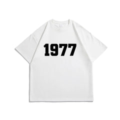 HEARUJOY - High Street 1977 T Shirts Men Summer Short-sleeve Oversized T-Shirt Basic Casual O Neck Streetwear Tee Shirt Unisex Tops