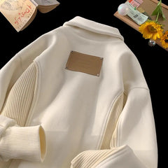 HEARUJOY - American autumn and winter street fashion personalized stand up collar half zipper couple loose retro casual Harajuku top y2k