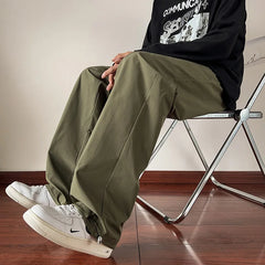 HEARUJOY - Autumn Pants Men Solid Chic Wide Leg Trousers Cozy Baggy All-match Streetwear Teens Joggers Men Korean Couples Sweatpants