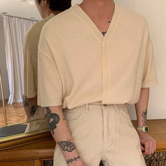 HEARUJOY - Polyester Shirt Loose Casual Cardigan Holiday Style Regular Length Solid Pattern Summer Wear Casual Style For Daily Wear