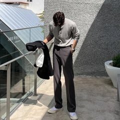 HEARUJOY - New Korean Fashion Men Suit Pants Light Luxury Business All-match Straight Slim-fit Casual Trousers Premium Elegant Dress Pants