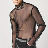 HEARUJOY - Solid Turtleneck Shirts Mens Turtleneck T-Shirts Vacation Wear Fashion Streetwear Suitable For Summer Summer Wear