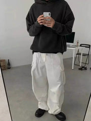 HEARUJOY - Loose Straight Leg Men's Work Trousers Spring Autumn American Retro Sle Casual Multiple kets Utili Pants