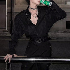 HEARUJOY - Men Shirt Y2k Arm Stitching Casual Shirt Streetwear Fashion Designer Niche Luxury Long Sleeve Tops Old Money Men'S Clothing