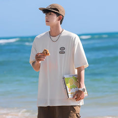 HEARUJOY - Korean Fashion Ins Trendy Brand Street Printed T Shirt Couple Summer Y2k Simple Hip-hop White Black Round Neck Sports Top Tees