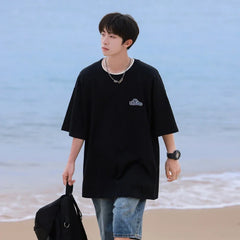 HEARUJOY - T Shirt Oversized Cotton For Men 5XL White Men's Letter Print T-shirts Men Casual Wear Summer Tee Shirts Big Size Clothing