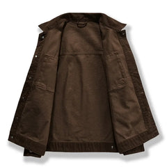 HEARUJOY - Men's High-end American Retro Heavy Denim Jacket Spring and Fall New Lapel Loose Single-breasted Cotton Cargo Jacket