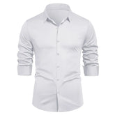 HEARUJOY - Men's Elastic Spring and Autumn New Long Sleeve Shirt Anti-wrinkle Free Ironing Business Comfort Breathable Slim Men Dress Shirt