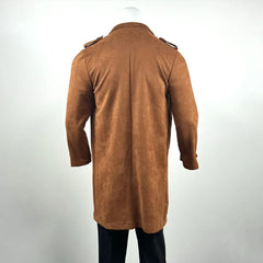 HEARUJOY - New Autumn And Winter American Street Retro Suede Jacket Mens Mid-Length Fashion Trend Lapel Windbreaker Double-Breasted Coat