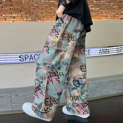HEARUJOY - American Camouflage Fashion Spliced Multi-pocket Wide-leg Pants Men Y2k Gothpunk Street Hip-hop Loose Oversized Jeans Women