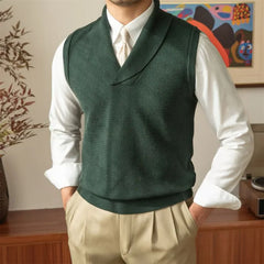 HEARUJOY - Spring and Fall Fashion Commuter Lapel Knitted Vest Casual Business Slim Fit Men Sweater Vest