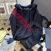 HEARUJOY - American Color Blocked Patchwork Zipper Sweatshirt Jacket for Men and Wome Retro Trendy Brand Casual Hooded Cardigan