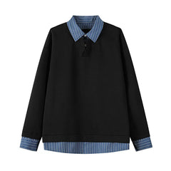 HEARUJOY - Black Grey Lapel Hoodie Men Fashion Striped Sweatshirt Men Streetwear Korean Loose Pullover Hoodie Mens Hoody Large Size 4XL