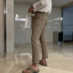 Hearujoy Summer Male Pants Casual Zipper Slim Menwear Straight-leg Solid Color Men's Trousers Korean Style Summer 9C6524