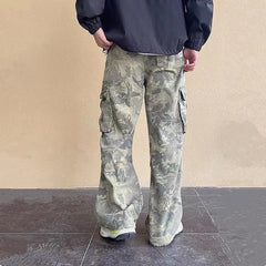 HEARUJOY - Y2K Fashion Side Pockets Camouflage Baggy Cargo Jeans Pants Men Clothing Wide Leg Women Cotton Long Trousers Pantaloni Uomo