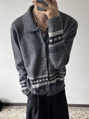 HEARUJOY - Stylish Mens Slim Knitted Cardigans Autumn Winter Outdoor Casual Turn-down Collar Knit Jacket Coat Men Vintage Crochet Sweaters