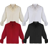 HEARUJOY - Medieval lapel ruffled puffy sleeve top vintage men's solid color shirt Cosplay