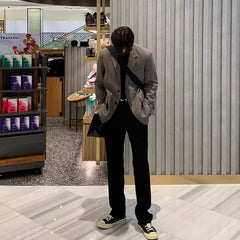 HEARUJOY - New Korean Fashion Men Suit Pants Light Luxury Business All-match Straight Slim-fit Casual Trousers Premium Elegant Dress Pants