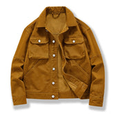 HEARUJOY - Men's High-end American Retro Heavy Denim Jacket Spring and Fall New Lapel Loose Single-breasted Cotton Cargo Jacket