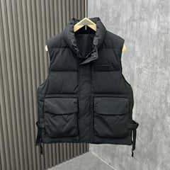 Hearujoy High End Cotton Jacket Vest Men's Trendy Stand Up Collar Workwear Warm and Casual Versatile Shoulder Jacket Trendy