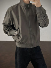 HEARUJOY - Trendy Slim Long Sleeve Men's Jacket Coat Streetwear Vintage Zip-up Stand Collar Jackets Spring Autumn Casual Mens Outerwear