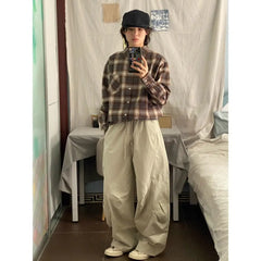 HEARUJOY - Japanese Retro Pleated Wide-leg Men Spring and Autumn Simple Elastic Waist Work Casual Pants