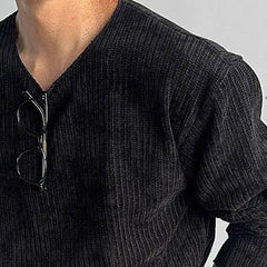 HEARUJOY - Autumn Men's Solid Color Knitted Long-Sleeved T-Shirt American Retro Fashion Trend Loose Street Casual Breathable Men's New Tops
