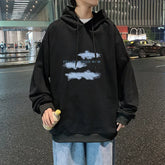 HEARUJOY - Funny Men's Oversized Hoodie Off White Hoodies with Hat Oversize for Men Cloud Print 5XL Man Casual Wear Hoody Male Sweatshirt